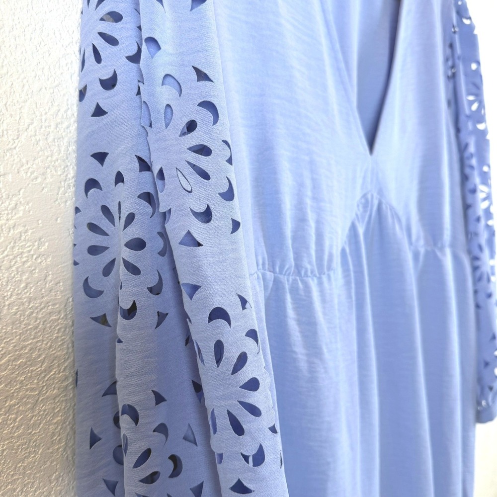 NWT EMMA & MICHELE Blue V Neck Tiered Dress Cottagecore Feminine Balletcore XL‎ - Picture 3 of 4